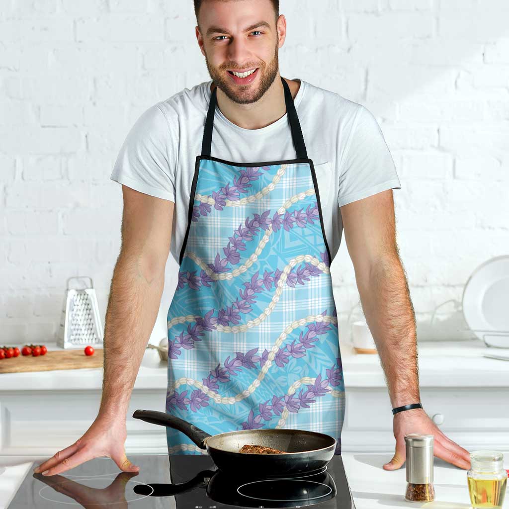 Blue Hawaii Palaka Honohono Pikake Apron Hawaiian Orchid Lei Polynesian Pattern - Polynesian Pride