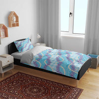 Blue Hawaii Palaka Honohono Pikake Bedding Set Hawaiian Orchid Lei Polynesian Pattern - Polynesian Pride