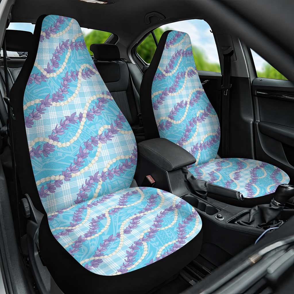 Blue Hawaii Palaka Honohono Pikake Car Seat Cover Hawaiian Orchid Lei Polynesian Pattern - Polynesian Pride