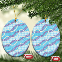 Blue Hawaii Palaka Honohono Pikake Ceramic Ornament Hawaiian Orchid Lei Polynesian Pattern - Polynesian Pride