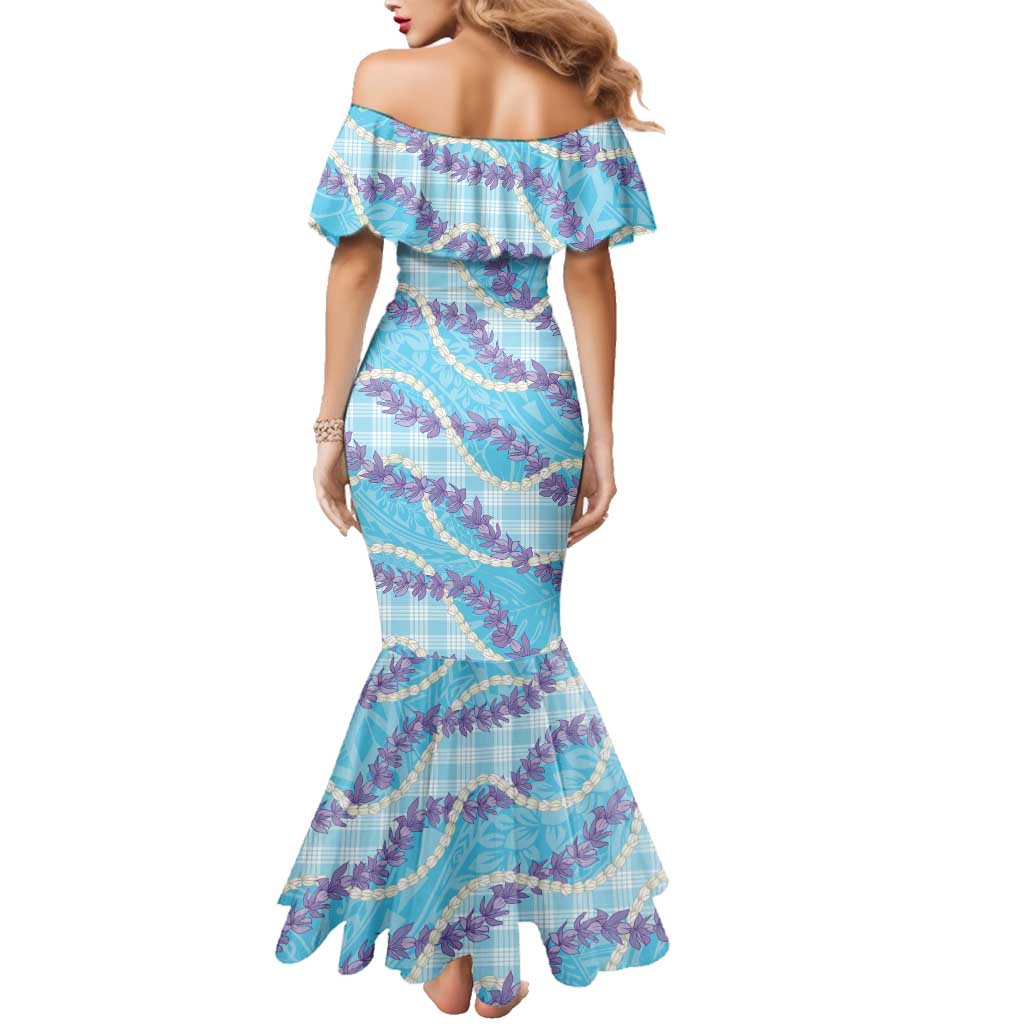 Blue Hawaii Palaka Honohono Pikake Family Matching Mermaid Dress and Hawaiian Shirt Hawaiian Orchid Lei Polynesian Pattern LT14 - Polynesian Pride