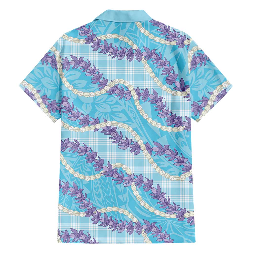 Blue Hawaii Palaka Honohono Pikake Family Matching Off Shoulder Short Dress and Hawaiian Shirt Hawaiian Orchid Lei Polynesian Pattern LT14 - Polynesian Pride