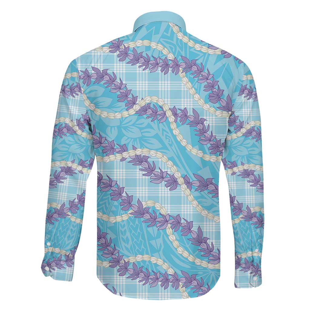 Blue Hawaii Palaka Honohono Pikake Family Matching Short Sleeve Bodycon Dress and Hawaiian Shirt Hawaiian Orchid Lei Polynesian Pattern LT14 - Polynesian Pride