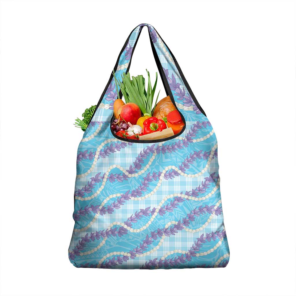 Blue Hawaii Palaka Honohono Pikake Grocery Bag Hawaiian Orchid Lei Polynesian Pattern LT14 1-pack One Size Blue - Polynesian Pride