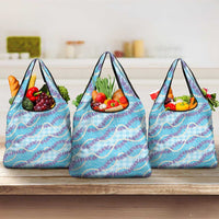 Blue Hawaii Palaka Honohono Pikake Grocery Bag Hawaiian Orchid Lei Polynesian Pattern LT14 3-pack One Size Blue - Polynesian Pride