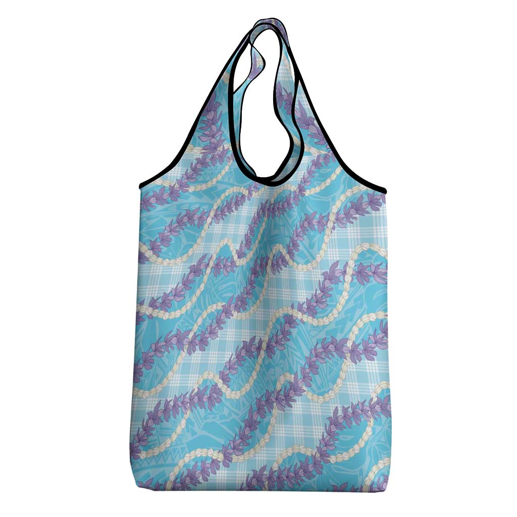 Blue Hawaii Palaka Honohono Pikake Grocery Bag Hawaiian Orchid Lei Polynesian Pattern LT14 - Polynesian Pride
