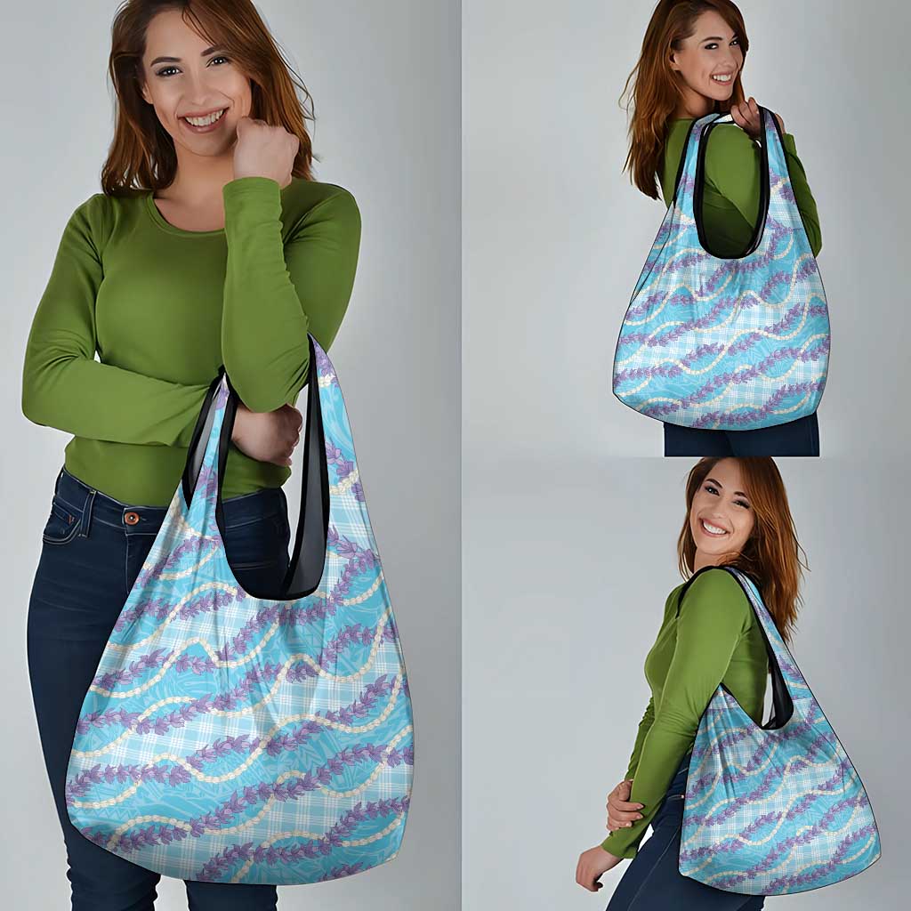 Blue Hawaii Palaka Honohono Pikake Grocery Bag Hawaiian Orchid Lei Polynesian Pattern LT14 - Polynesian Pride