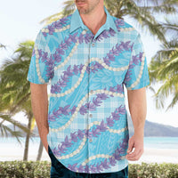 Blue Hawaii Palaka Honohono Pikake Hawaiian Shirt Hawaiian Orchid Lei Polynesian Pattern - Polynesian Pride