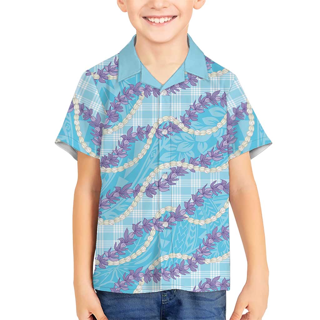 Blue Hawaii Palaka Honohono Pikake Hawaiian Shirt Hawaiian Orchid Lei Polynesian Pattern - Polynesian Pride