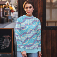 Blue Hawaii Palaka Honohono Pikake Ugly Christmas Sweater Hawaiian Orchid Lei Polynesian Pattern - Polynesian Pride