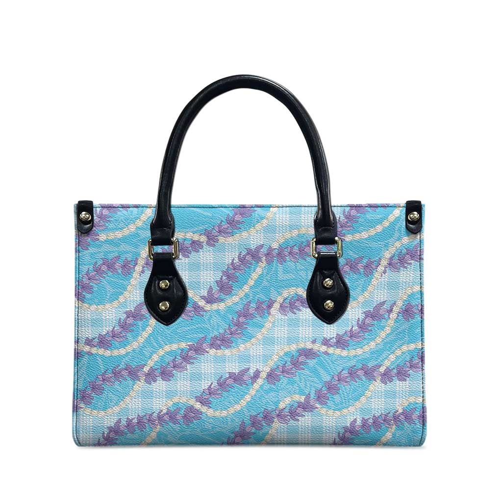 Blue Hawaii Palaka Honohono Pikake Leather Bag Hawaiian Orchid Lei Polynesian Pattern LT14 - Polynesian Pride