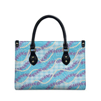 Blue Hawaii Palaka Honohono Pikake Leather Bag Hawaiian Orchid Lei Polynesian Pattern LT14 - Polynesian Pride