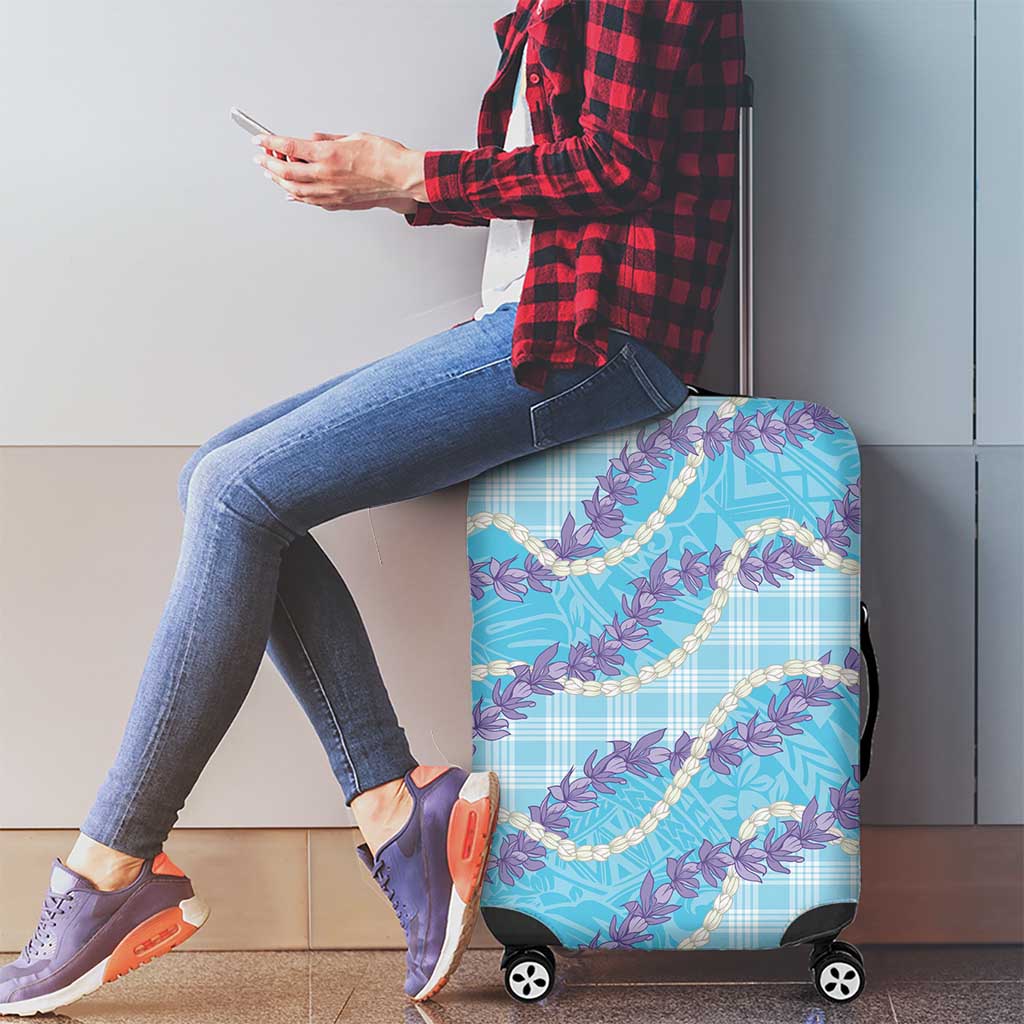 Blue Hawaii Palaka Honohono Pikake Luggage Cover Hawaiian Orchid Lei Polynesian Pattern LT14 - Polynesian Pride