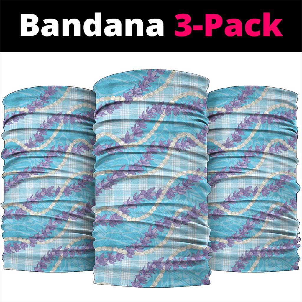 Blue Hawaii Palaka Honohono Pikake Neck Gaiter Hawaiian Orchid Lei Polynesian Pattern LT14 package One Size: 25*50cm Blue - Polynesian Pride