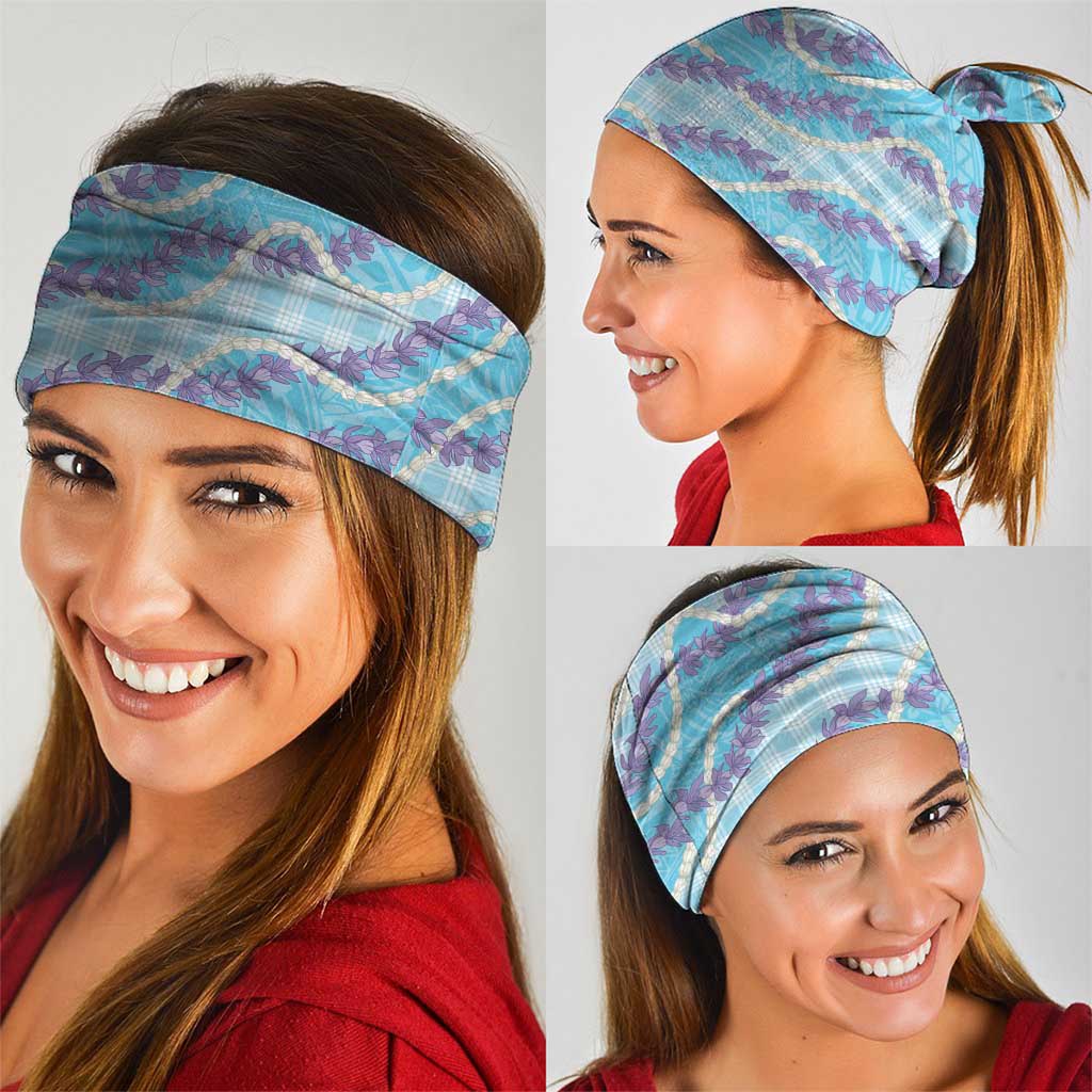 Blue Hawaii Palaka Honohono Pikake Neck Gaiter Hawaiian Orchid Lei Polynesian Pattern LT14 - Polynesian Pride
