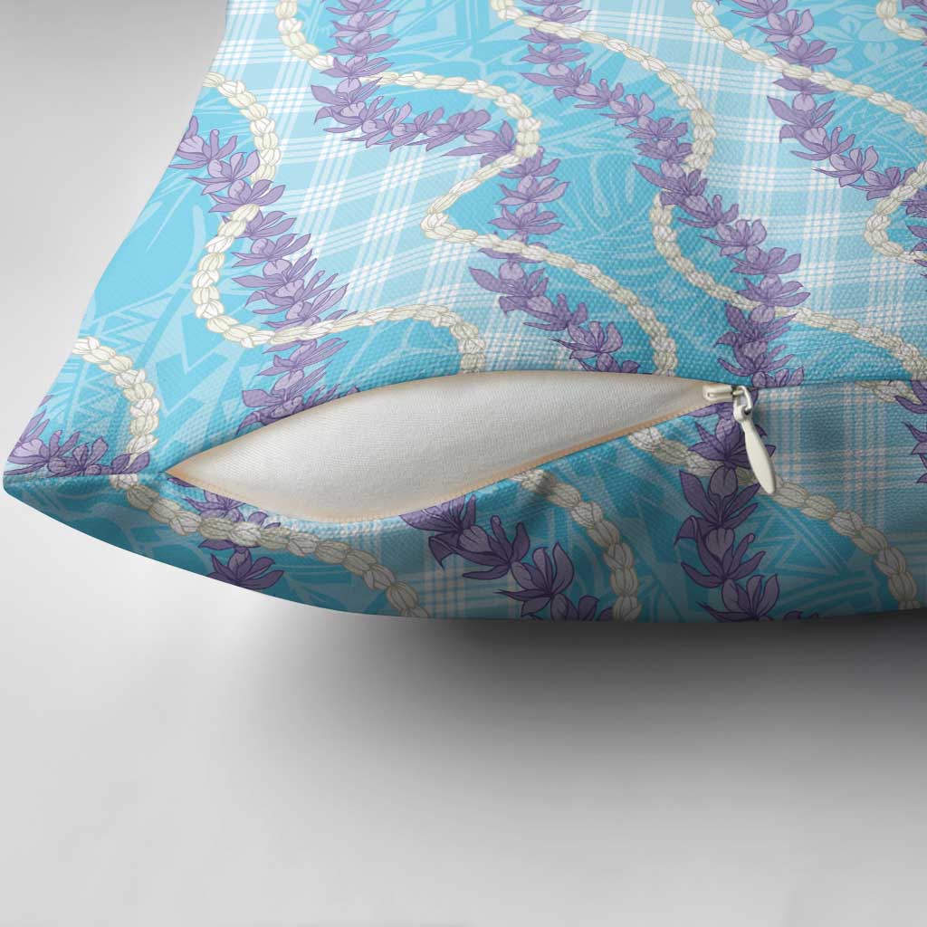 Blue Hawaii Palaka Honohono Pikake Pillow Cover Hawaiian Orchid Lei Polynesian Pattern - Polynesian Pride