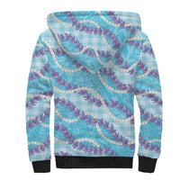 Blue Hawaii Palaka Honohono Pikake Sherpa Hoodie Hawaiian Orchid Lei Polynesian Pattern LT14 - Polynesian Pride
