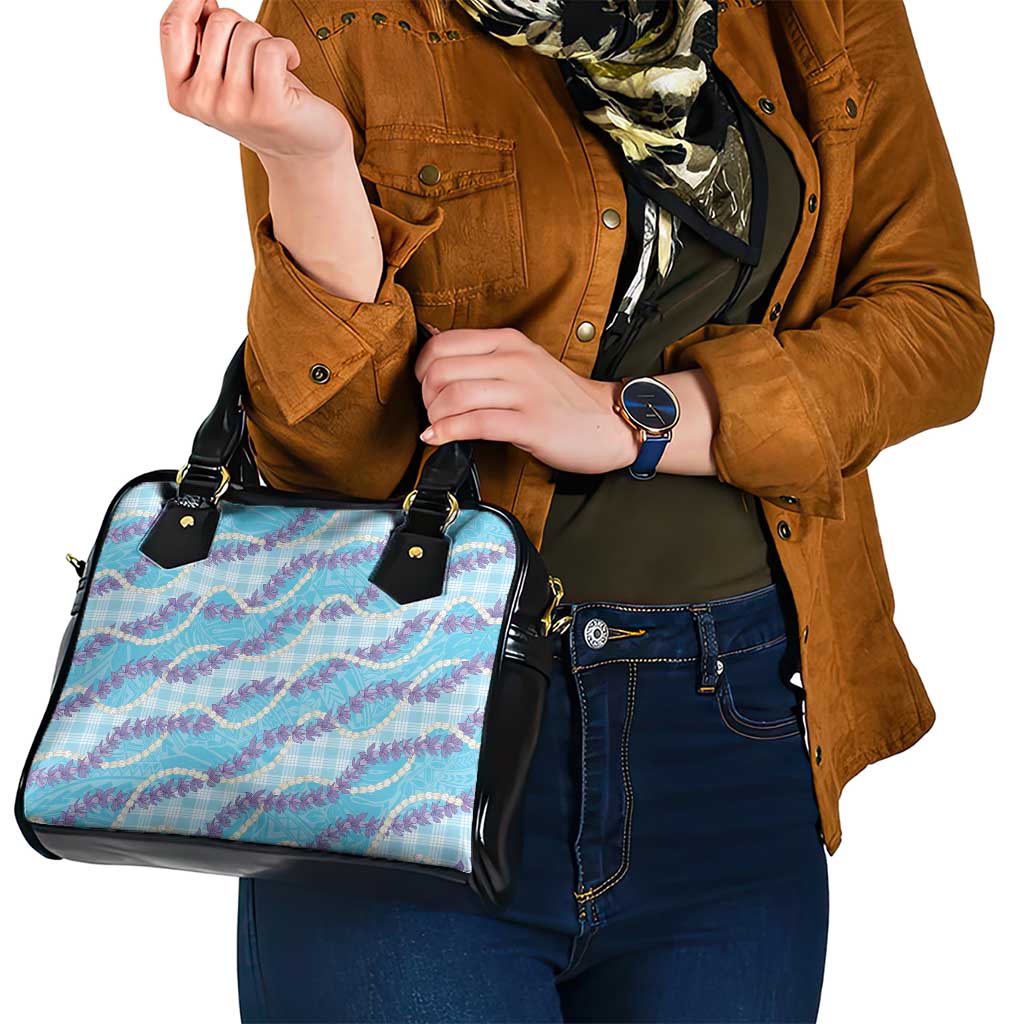 Blue Hawaii Palaka Honohono Pikake Shoulder Handbag Hawaiian Orchid Lei Polynesian Pattern - Polynesian Pride