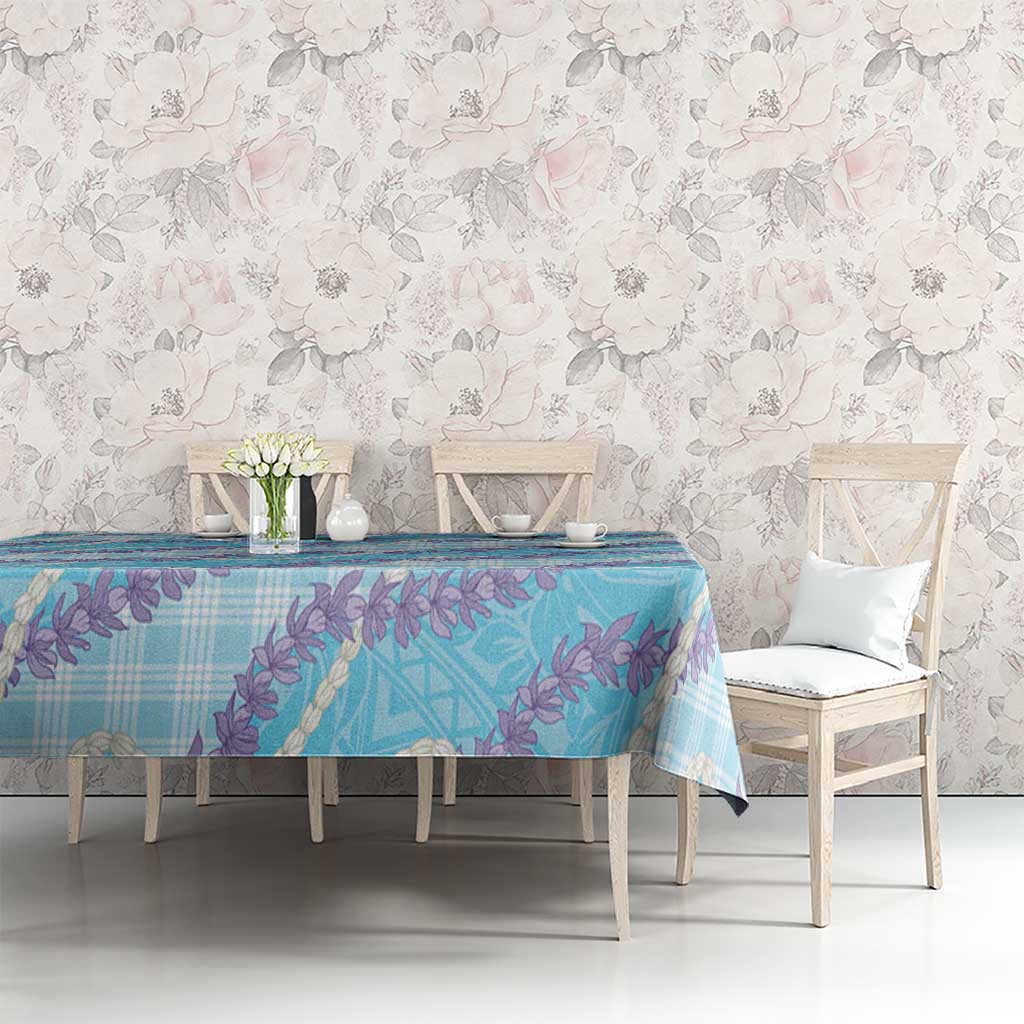Blue Hawaii Palaka Honohono Pikake Tablecloth Hawaiian Orchid Lei Polynesian Pattern - Polynesian Pride