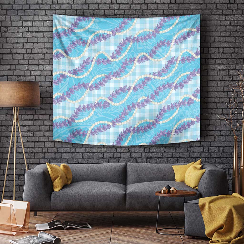 Blue Hawaii Palaka Honohono Pikake Tapestry Hawaiian Orchid Lei Polynesian Pattern - Polynesian Pride