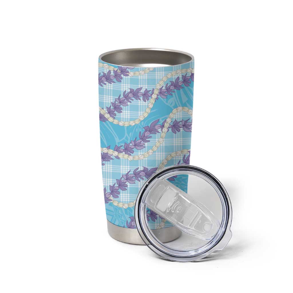Blue Hawaii Palaka Honohono Pikake Tumbler Cup Hawaiian Orchid Lei Polynesian Pattern - Polynesian Pride