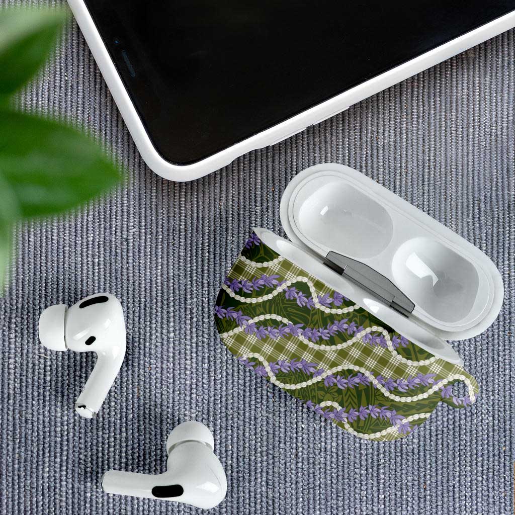 Green Hawaii Palaka Honohono Pikake AirPods Case Hawaiian Orchid Lei Polynesian Pattern - Polynesian Pride