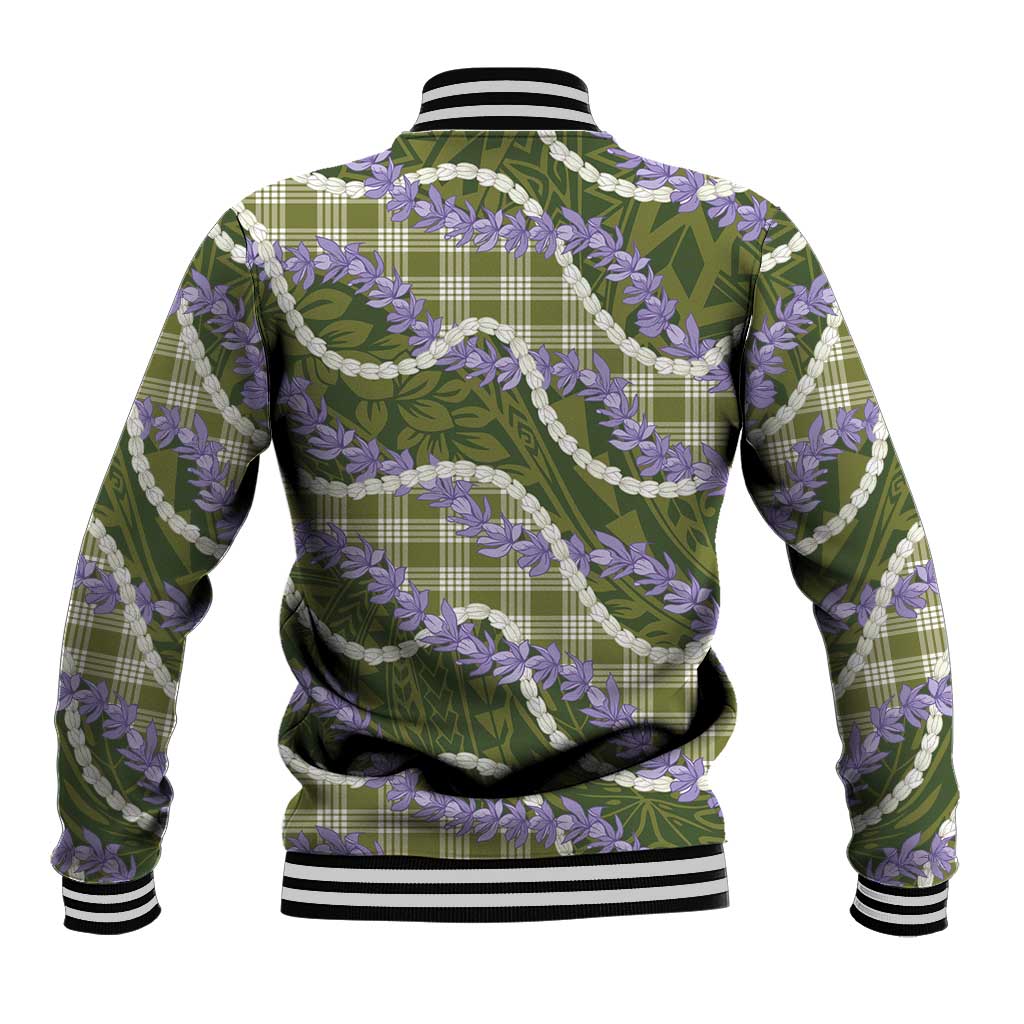 Green Hawaii Palaka Honohono Pikake Baseball Jacket Hawaiian Orchid Lei Polynesian Pattern LT14 - Polynesian Pride