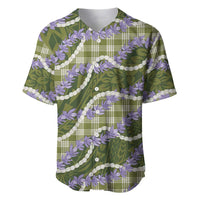 Green Hawaii Palaka Honohono Pikake Baseball Jersey Hawaiian Orchid Lei Polynesian Pattern - Polynesian Pride
