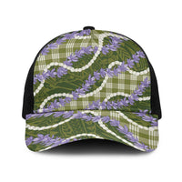 Green Hawaii Palaka Honohono Pikake Baseball Net Cap Hawaiian Orchid Lei Polynesian Pattern - Polynesian Pride