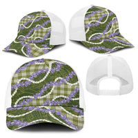 Green Hawaii Palaka Honohono Pikake Baseball Net Cap Hawaiian Orchid Lei Polynesian Pattern - Polynesian Pride