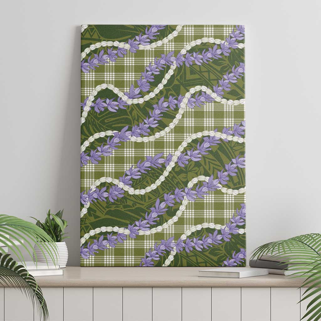 Green Hawaii Palaka Honohono Pikake Canvas Wall Art Hawaiian Orchid Lei Polynesian Pattern LT14 - Polynesian Pride