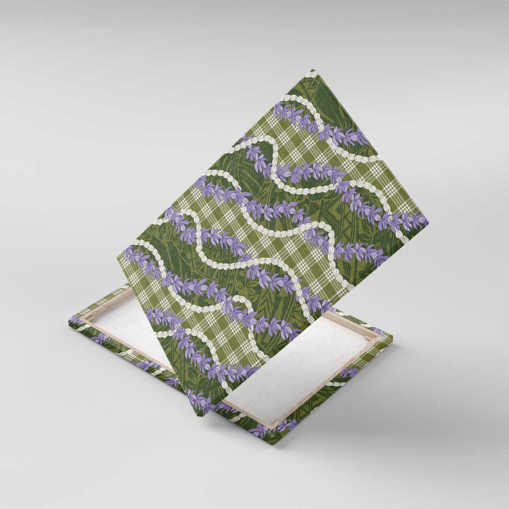 Green Hawaii Palaka Honohono Pikake Canvas Wall Art Hawaiian Orchid Lei Polynesian Pattern LT14 With Frame Green - Polynesian Pride