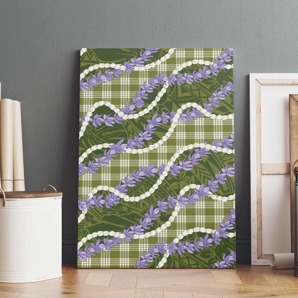 Green Hawaii Palaka Honohono Pikake Canvas Wall Art Hawaiian Orchid Lei Polynesian Pattern LT14 - Polynesian Pride