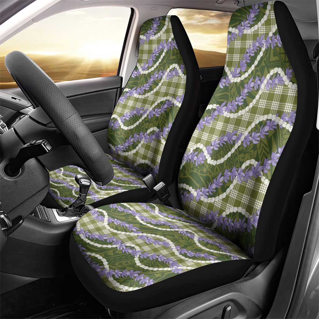 Green Hawaii Palaka Honohono Pikake Car Seat Cover Hawaiian Orchid Lei Polynesian Pattern LT14 - Polynesian Pride