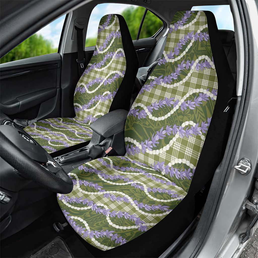 Green Hawaii Palaka Honohono Pikake Car Seat Cover Hawaiian Orchid Lei Polynesian Pattern LT14 - Polynesian Pride