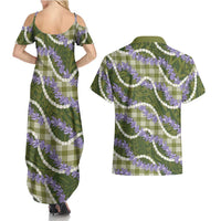 Green Hawaii Palaka Honohono Pikake Couples Matching Summer Maxi Dress and Hawaiian Shirt Hawaiian Orchid Lei Polynesian Pattern LT14 - Polynesian Pride