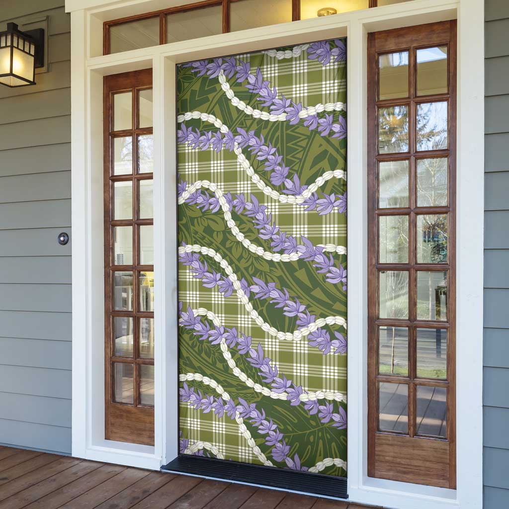 Green Hawaii Palaka Honohono Pikake Door Cover Hawaiian Orchid Lei Polynesian Pattern - Polynesian Pride
