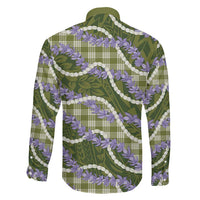Green Hawaii Palaka Honohono Pikake Family Matching Short Sleeve Bodycon Dress and Hawaiian Shirt Hawaiian Orchid Lei Polynesian Pattern LT14 - Polynesian Pride