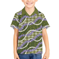 Green Hawaii Palaka Honohono Pikake Family Matching Summer Maxi Dress and Hawaiian Shirt Hawaiian Orchid Lei Polynesian Pattern LT14 - Polynesian Pride