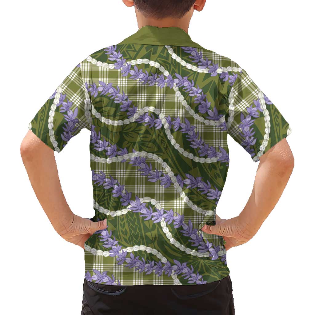 Green Hawaii Palaka Honohono Pikake Family Matching Tank Maxi Dress and Hawaiian Shirt Hawaiian Orchid Lei Polynesian Pattern LT14 - Polynesian Pride