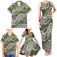 Green Hawaii Palaka Honohono Pikake Family Matching Tank Maxi Dress and Hawaiian Shirt Hawaiian Orchid Lei Polynesian Pattern LT14 - Polynesian Pride