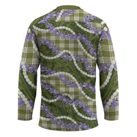 Green Hawaii Palaka Honohono Pikake Hockey Jersey Hawaiian Orchid Lei Polynesian Pattern - Polynesian Pride