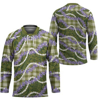Green Hawaii Palaka Honohono Pikake Hockey Jersey Hawaiian Orchid Lei Polynesian Pattern - Polynesian Pride