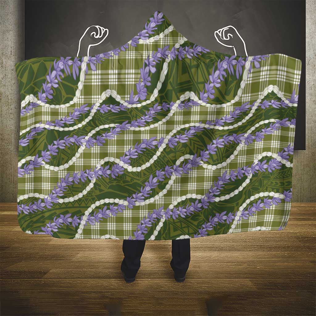 Green Hawaii Palaka Honohono Pikake Hooded Blanket Hawaiian Orchid Lei Polynesian Pattern LT14 - Polynesian Pride