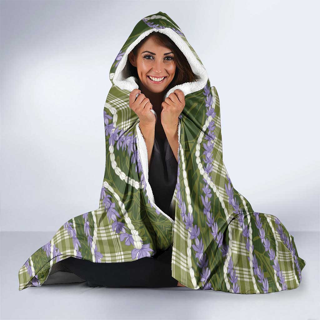 Green Hawaii Palaka Honohono Pikake Hooded Blanket Hawaiian Orchid Lei Polynesian Pattern LT14 - Polynesian Pride