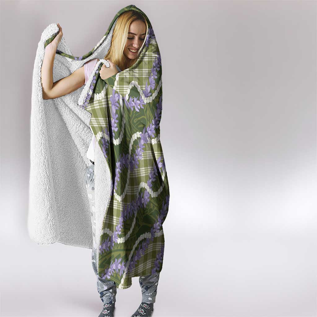 Green Hawaii Palaka Honohono Pikake Hooded Blanket Hawaiian Orchid Lei Polynesian Pattern LT14 - Polynesian Pride