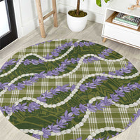 Green Hawaii Palaka Honohono Pikake Round Carpet Hawaiian Orchid Lei Polynesian Pattern LT14 Green - Polynesian Pride