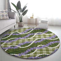 Green Hawaii Palaka Honohono Pikake Round Carpet Hawaiian Orchid Lei Polynesian Pattern LT14 - Polynesian Pride
