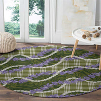 Green Hawaii Palaka Honohono Pikake Round Carpet Hawaiian Orchid Lei Polynesian Pattern LT14 - Polynesian Pride