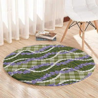 Green Hawaii Palaka Honohono Pikake Round Carpet Hawaiian Orchid Lei Polynesian Pattern LT14 - Polynesian Pride